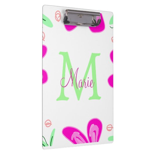 Porte-bloc monogramme de fleur rose ajouter nom lettre feuill (Swatch)