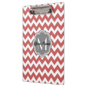Porte-bloc Monogramme de gris fleuri rouge indien Chevron (Gauche)