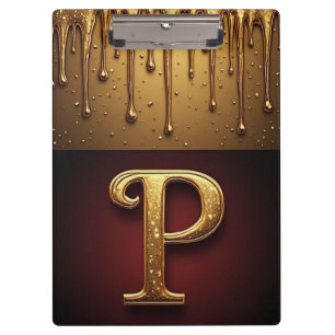 Porte-bloc Monogramme de lettre P pailleté avec liquide qui g