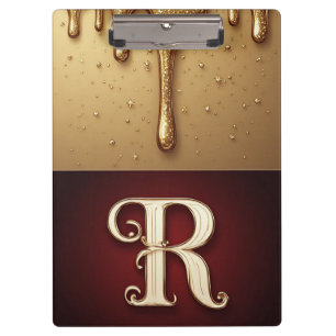 Porte-bloc Monogramme de lettre R pailleté avec liquide qui g