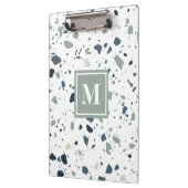 Porte-bloc Monogramme de marbre bleu moderne Terrazzo (Gauche)