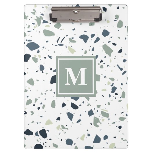 Porte-bloc Monogramme de marbre bleu moderne Terrazzo (Devant)
