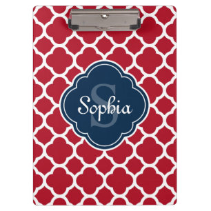 Porte-bloc Monogramme de marine Motif en treillis rouge