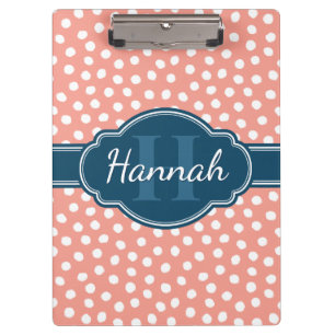 Porte-bloc Monogramme de marine Motif rose blanc pointillé