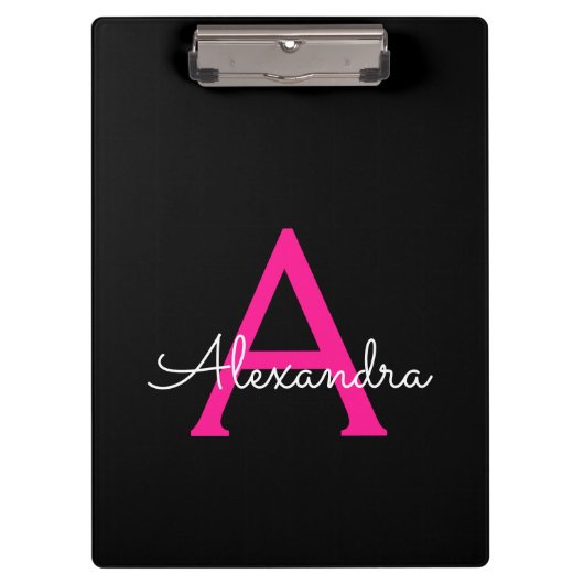 Porte-bloc Monogramme de nom de fille avec écriture noire ros (Devant)