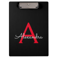 Monogramme de nom de fille de script noir rouge