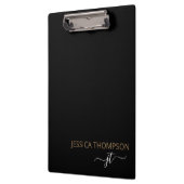 Porte-bloc Monogramme de nom de script simple noir moderne en (Gauche)