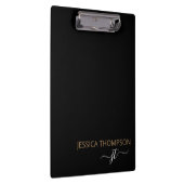 Porte-bloc Monogramme de nom de script simple noir moderne en (Swatch)