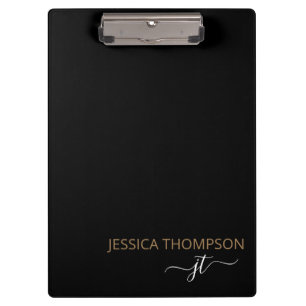 Porte-bloc Monogramme de nom de script simple noir moderne en