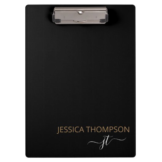 Porte-bloc Monogramme de nom de script simple noir moderne en (Devant)