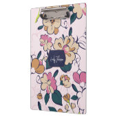 Porte-bloc Monogramme de nom Navy Floral Bohème (Gauche)