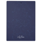 Porte-bloc Monogramme de nom Navy Floral Bohème (Dos)