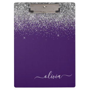 Porte-bloc Monogramme de Parties scintillant d'argent violet
