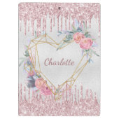 Porte-bloc monogramme de parties scintillant rose pâle à fleu (Dos)