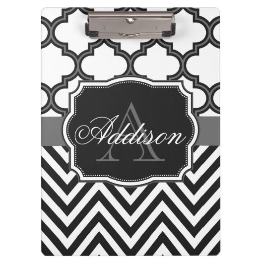 Porte-bloc Monogramme de Quatrefoil Chevron (Devant)