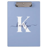 Porte-bloc Monogramme de script bleu moderne (Devant)