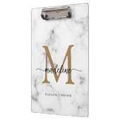 Porte-bloc Monogramme de script féminin or marbre moderne (Gauche)