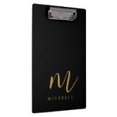 Porte-bloc Monogramme de script manuscrit Nom noir et or (Swatch)