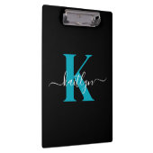 Porte-bloc Monogramme de script sarcelle noir moderne (Swatch)