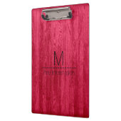 Porte-bloc Monogramme de texture du grain de bois rouge (Gauche)