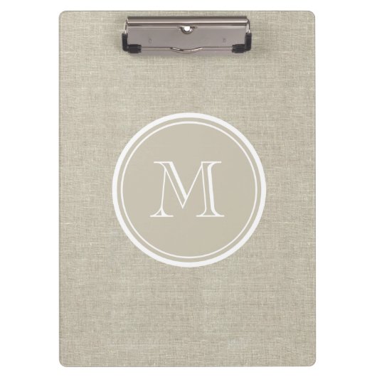 Porte-bloc Monogramme de toile beige rustique d'arrière - (Devant)