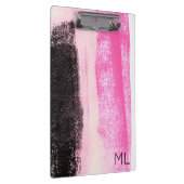 Porte-bloc Monogramme d'encre noire rose chaud moderne Clipbo (Swatch)