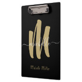 Porte-bloc monogramme d'or noir moderne nom commercial initia (Gauche)