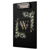 Porte-bloc Monogramme d'or noir Vert Floral (Gauche)