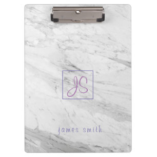 Porte-bloc Monogramme écriture manuscrite Marbre Blanc Modern