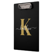 Porte-bloc Monogramme élégant en or noir Script (Gauche)