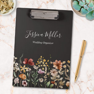 Porte-bloc Monogramme Élégant Jolies Fleurs Sauvages Aquarell