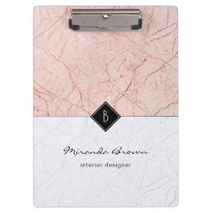 Porte-bloc Monogramme Elegant Rose Gold Gris Porte - bloc en 