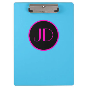 Porte-bloc Monogramme Emo Bleu Avec Texte Rose