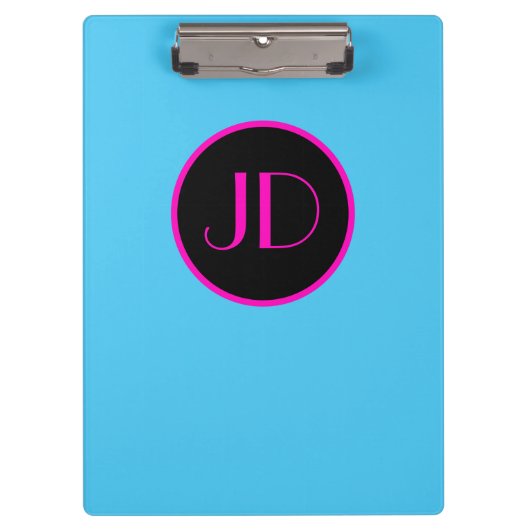 Porte-bloc Monogramme Emo Bleu Avec Texte Rose (Devant)