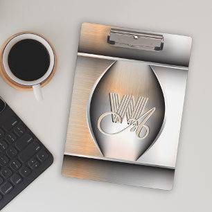 Porte-bloc Monogramme en acier brossé brillant