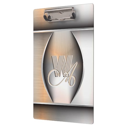 Porte-bloc Monogramme en acier brossé brillant (Gauche)