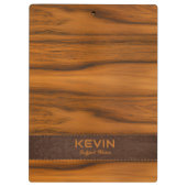 Porte-bloc Monogramme En Bois D'Acajou Et Texture En Cuir (Dos)