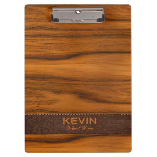 Porte-bloc Monogramme En Bois D'Acajou Et Texture En Cuir (Devant)