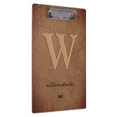 Porte-bloc Monogramme en cuir marron rustique stylisé nom de  (Swatch)