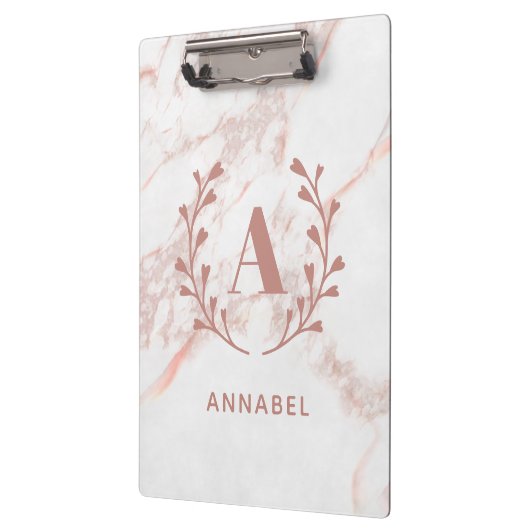 Porte-bloc Monogramme en marbre rose Toute initiale et nom pe (Gauche)