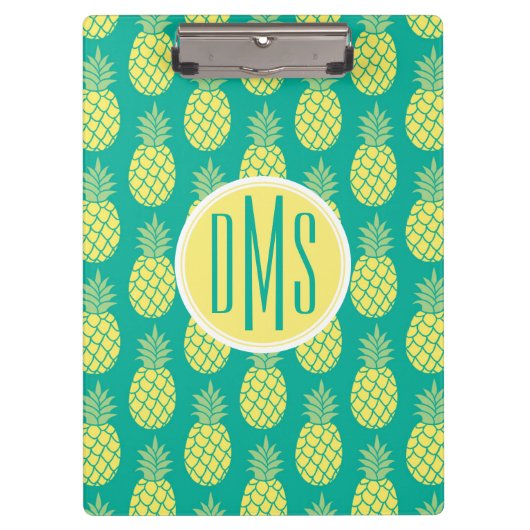Porte-bloc Monogramme en pastel des ananas | (Devant)