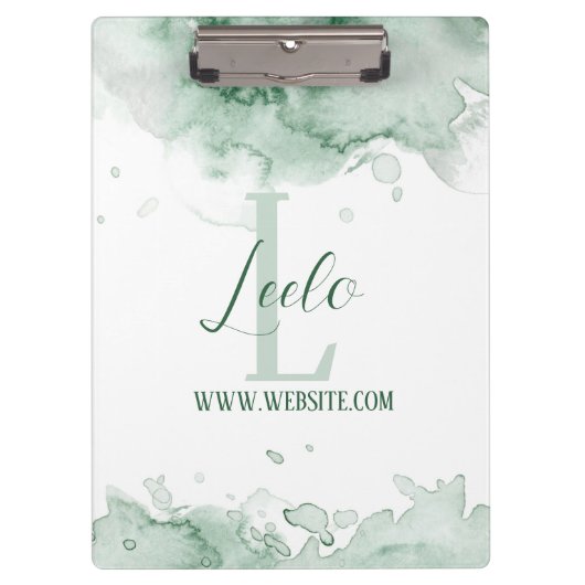 Porte-bloc Monogramme et nom Affirmation Aquarelle Gris Clipb (Devant)