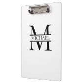 Porte-bloc Monogramme et nom Elégant Personnalisé Blanc (Gauche)