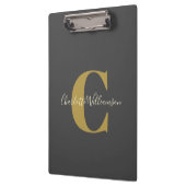 Porte-bloc Monogramme et nom personnalisés simples en noir   (Gauche)