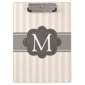 Porte-bloc Monogramme fait sur commande Brown de rayures (Devant)