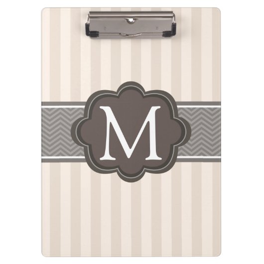 Porte-bloc Monogramme fait sur commande Brown de rayures (Devant)