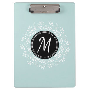 Porte-bloc Monogramme floral bleu en bon état frais de