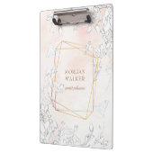 Porte-bloc monogramme floral subtil blush moderne (Gauche)