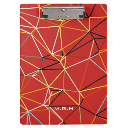 Porte-bloc Monogramme Géométrique Abstrait Rouge Dynamique (Devant)