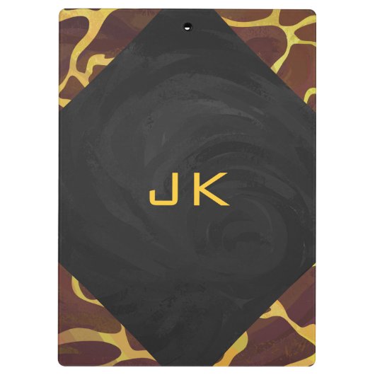 Porte-bloc Monogramme Giraffe Brown, Impression Jaune (Dos)